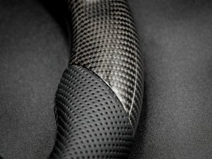 Jeep Gladiator Custom Steering Wheel - Carbon Fiber - Round Top/ Flat Bottom - Perf Leather/ Black Stitch